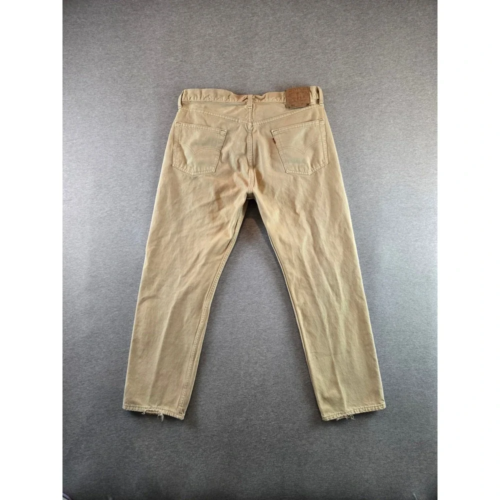 Vintage Levi's 501 Jeans Mens 38x30 Tan Straight Leg‎ Button Fly Made USA 01 Y2K
